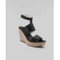 Espadrille compensée foulard imprimé et boucle