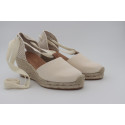 Espadrille compensée à empeigne en coton recyclé