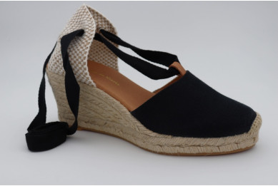 Espadrille compensée à empeigne en coton recyclé