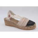 Espadrille in two tones leather with little heels