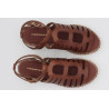 Espadrille sandale plate en cuir naturel marron