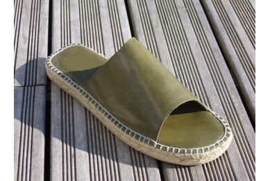 Mule cuir kaki