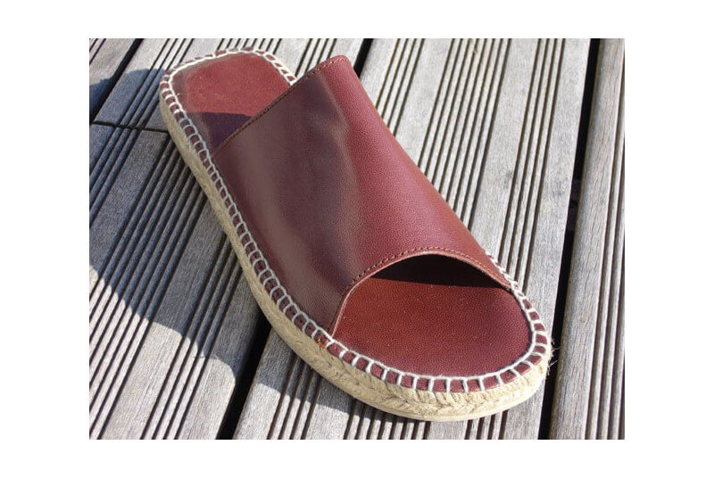 Brown leather mule